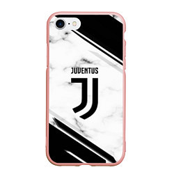Чехол iPhone 7/8 матовый Juventus, цвет: 3D-светло-розовый