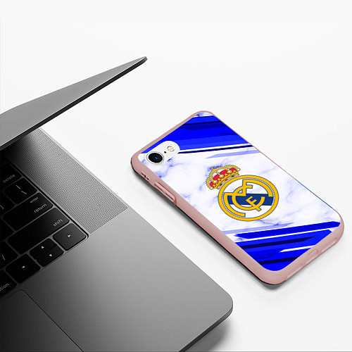 Чехол iPhone 7/8 матовый Real Madrid / 3D-Светло-розовый – фото 3