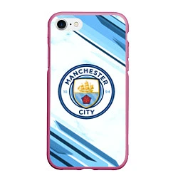 Чехол iPhone 7/8 матовый Manchester city, цвет: 3D-малиновый
