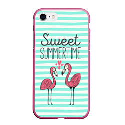 Чехол iPhone 7/8 матовый Sweet Summer Flamingo, цвет: 3D-малиновый