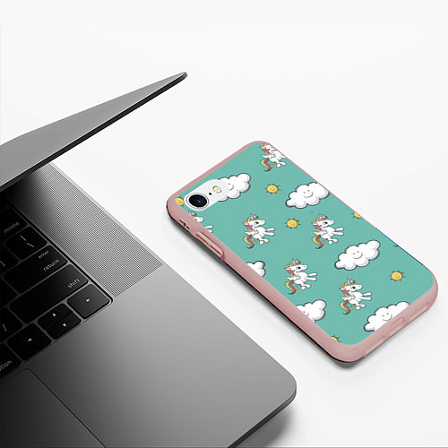 Чехол iPhone 7/8 матовый Love of Unicorns / 3D-Светло-розовый – фото 3