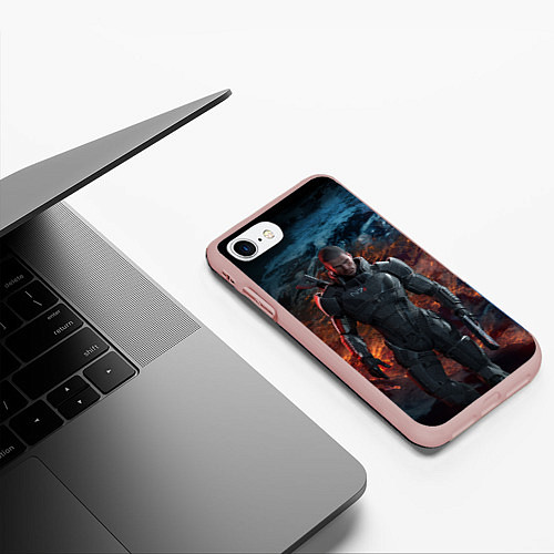 Чехол iPhone 7/8 матовый Mass Effect: Soldier / 3D-Светло-розовый – фото 3