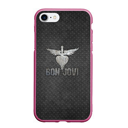 Чехол iPhone 7/8 матовый Bon Jovi: Metallic Style, цвет: 3D-малиновый