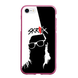 Чехол iPhone 7/8 матовый Skrillex: Black & White, цвет: 3D-малиновый