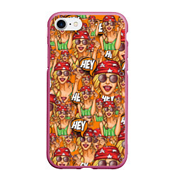 Чехол iPhone 7/8 матовый Hey Girl, цвет: 3D-малиновый