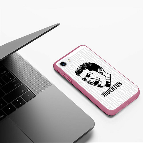 Чехол iPhone 7/8 матовый Juve Ronaldo / 3D-Малиновый – фото 3