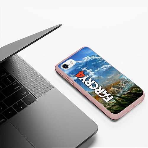 Чехол iPhone 7/8 матовый Far Cry 4: Ice Mountains / 3D-Светло-розовый – фото 3