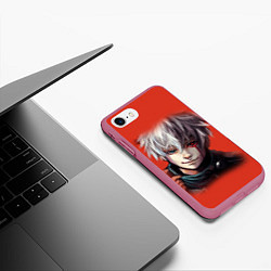 Чехол iPhone 7/8 матовый Канеки Кен, цвет: 3D-малиновый — фото 2