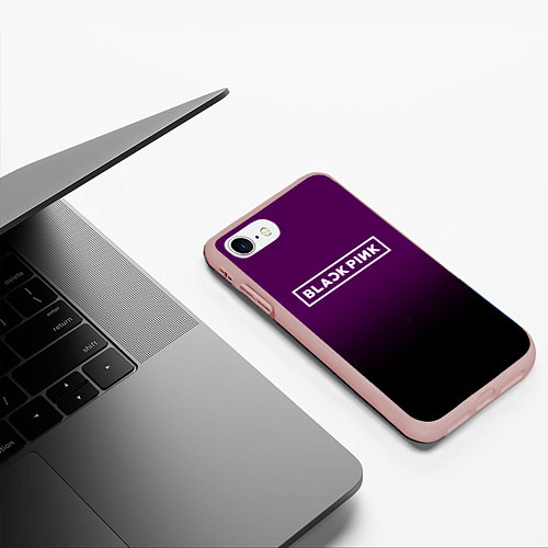 Чехол iPhone 7/8 матовый Black Pink: Violet Gradient / 3D-Светло-розовый – фото 3