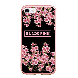 Чехол iPhone 7/8 матовый Black Pink: Delicate Sakura, цвет: 3D-светло-розовый