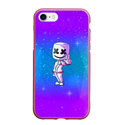 Чехол iPhone 7/8 матовый Marshmello: Spaceman, цвет: 3D-малиновый