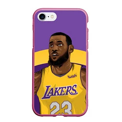 Чехол iPhone 7/8 матовый LeBron 23: Lakers, цвет: 3D-малиновый