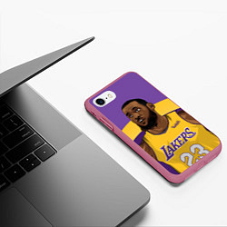 Чехол iPhone 7/8 матовый LeBron 23: Lakers, цвет: 3D-малиновый — фото 2