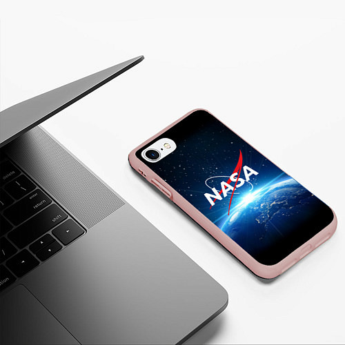 Чехол iPhone 7/8 матовый NASA: Sunrise Earth / 3D-Светло-розовый – фото 3