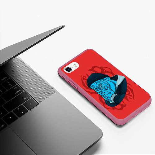 Чехол iPhone 7/8 матовый Jeembo Grime / 3D-Малиновый – фото 3