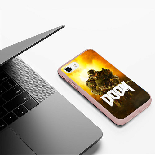 Чехол iPhone 7/8 матовый DOOM: Soldier / 3D-Светло-розовый – фото 3