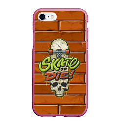 Чехол iPhone 7/8 матовый Skate or Die: Skull Style, цвет: 3D-малиновый