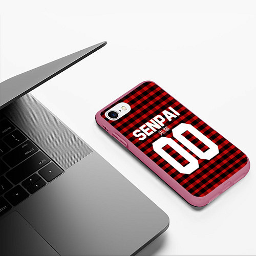 Чехол iPhone 7/8 матовый Senpai 00: Red Grid / 3D-Малиновый – фото 3