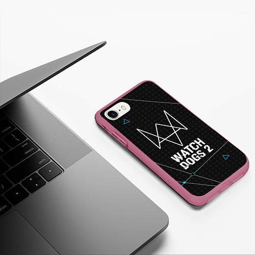 Чехол iPhone 7/8 матовый Watch Dogs 2: Tech Geometry / 3D-Малиновый – фото 3