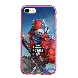 Чехол iPhone 7/8 матовый Fortnite Warrior, цвет: 3D-малиновый