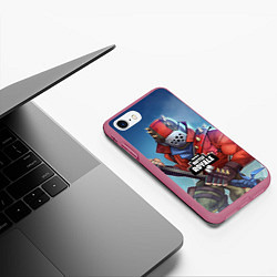 Чехол iPhone 7/8 матовый Fortnite Warrior, цвет: 3D-малиновый — фото 2