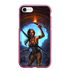 Чехол iPhone 7/8 матовый Tomb Raider: Cave, цвет: 3D-малиновый