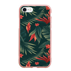 Чехол iPhone 7/8 матовый Зеленые тропики, цвет: 3D-светло-розовый