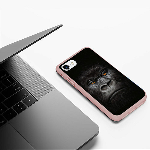 Чехол iPhone 7/8 матовый Морда Гориллы / 3D-Светло-розовый – фото 3
