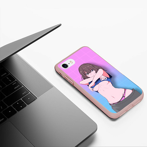 Чехол iPhone 7/8 матовый Ahegao Girl / 3D-Светло-розовый – фото 3