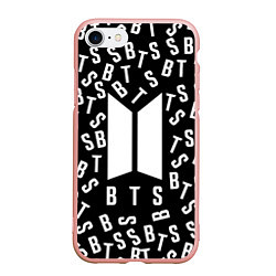 Чехол iPhone 7/8 матовый BTS: Black Style, цвет: 3D-светло-розовый