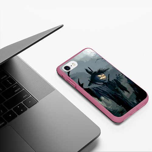 Чехол iPhone 7/8 матовый Halloween Scarecrow / 3D-Малиновый – фото 3