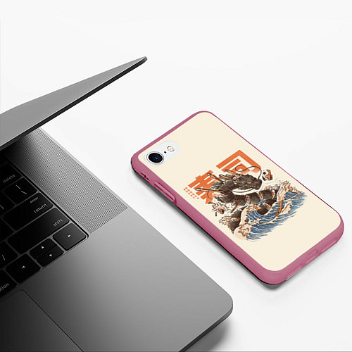 Чехол iPhone 7/8 матовый Great Sushi Dragon / 3D-Малиновый – фото 3