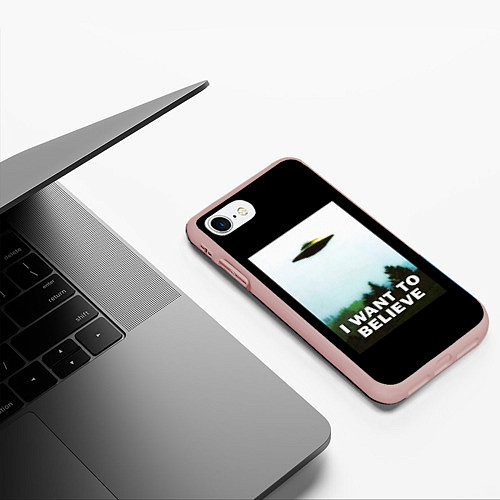 Чехол iPhone 7/8 матовый I Want To Believe / 3D-Светло-розовый – фото 3
