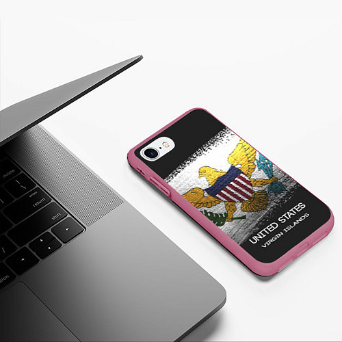 Чехол iPhone 7/8 матовый VIRGIN ISLANDS / 3D-Малиновый – фото 3