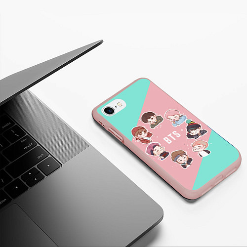 Чехол iPhone 7/8 матовый BTS Boys / 3D-Светло-розовый – фото 3