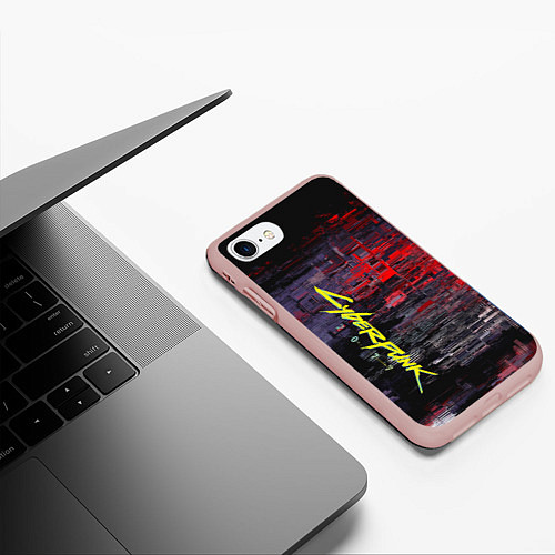 Чехол iPhone 7/8 матовый Cyberpunk 2077 / 3D-Светло-розовый – фото 3