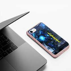 Чехол iPhone 7/8 матовый Cyberpunk 2077, цвет: 3D-светло-розовый — фото 2