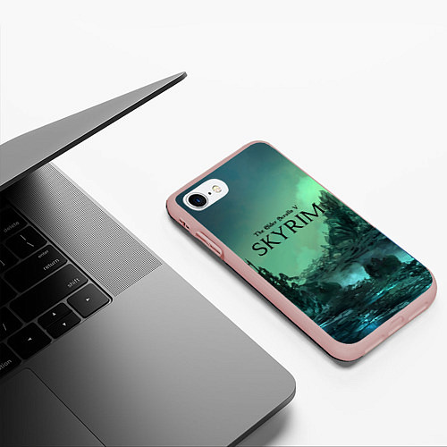 Чехол iPhone 7/8 матовый SKYRIM / 3D-Светло-розовый – фото 3