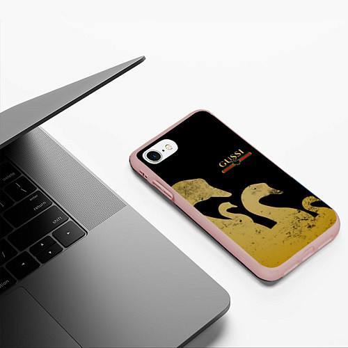 Чехол iPhone 7/8 матовый GUSSI: Gold Edition / 3D-Светло-розовый – фото 3