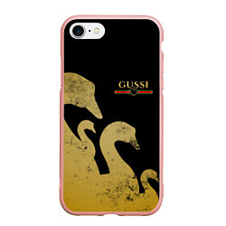 Чехол iPhone 7/8 матовый GUSSI: Gold Edition, цвет: 3D-светло-розовый
