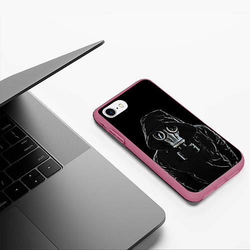 Чехол iPhone 7/8 матовый Противогаз / 3D-Малиновый – фото 3