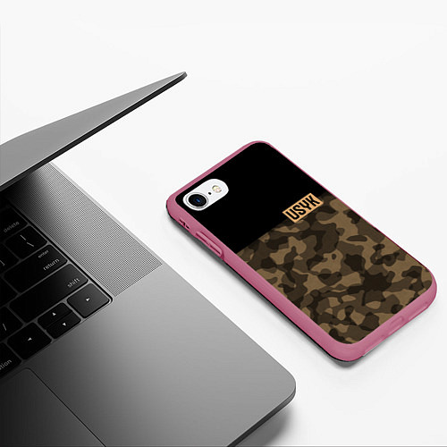 Чехол iPhone 7/8 матовый USYK Camo / 3D-Малиновый – фото 3