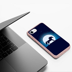 Чехол iPhone 7/8 матовый Лошадь под луной, цвет: 3D-светло-розовый — фото 2