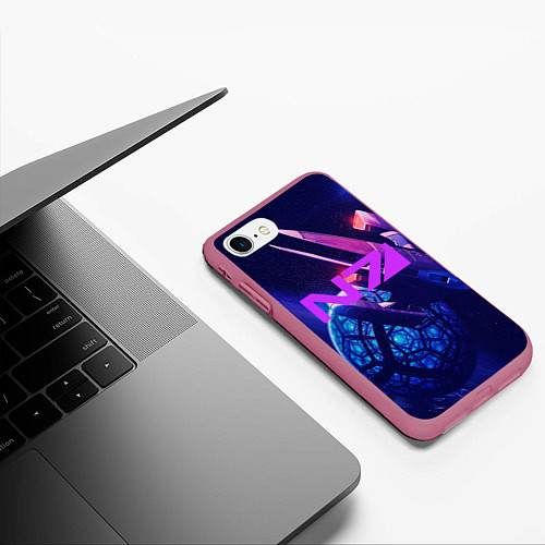 Чехол iPhone 7/8 матовый N7: Neon Space / 3D-Малиновый – фото 3