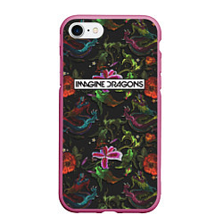 Чехол iPhone 7/8 матовый Imagine Dragons: Ink, цвет: 3D-малиновый