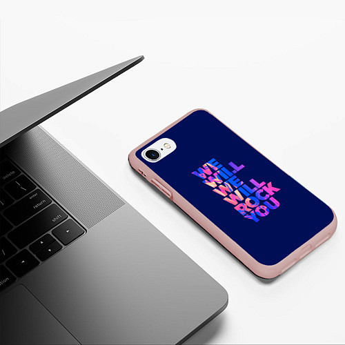 Чехол iPhone 7/8 матовый Queen We Will Rock You / 3D-Светло-розовый – фото 3
