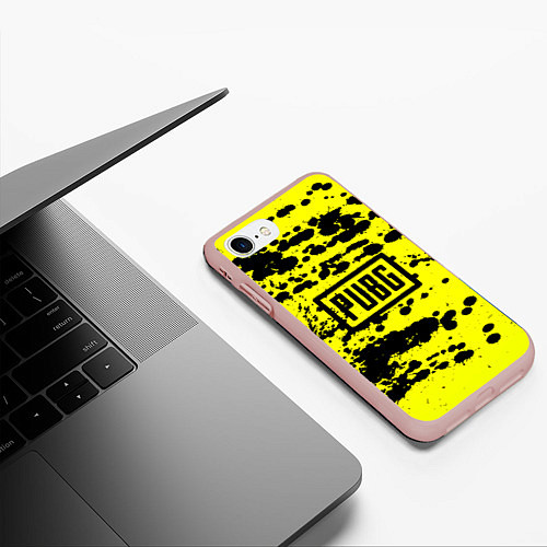 Чехол iPhone 7/8 матовый PUBG: Yellow Stained / 3D-Светло-розовый – фото 3