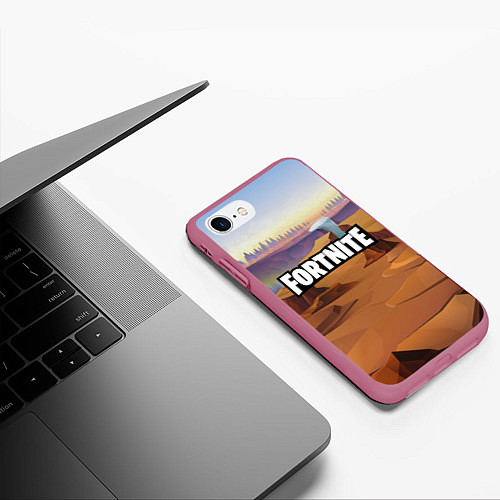 Чехол iPhone 7/8 матовый Fortnite: Dust View / 3D-Малиновый – фото 3