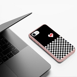 Чехол iPhone 7/8 матовый ФРЕНДЗОНА: ЧБ, цвет: 3D-светло-розовый — фото 2