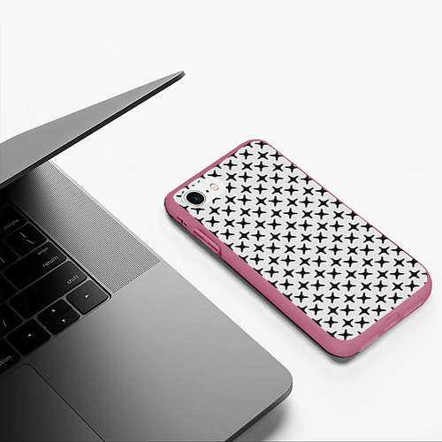 Чехол iPhone 7/8 матовый Геометрические крестики / 3D-Малиновый – фото 3